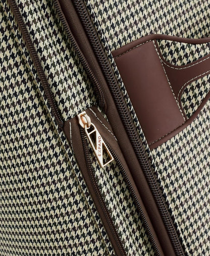 Cambridge 20" Expandable Spinner Carry-On Softside Suitcase with Padded Laptop Compartment, Olive Houndstooth