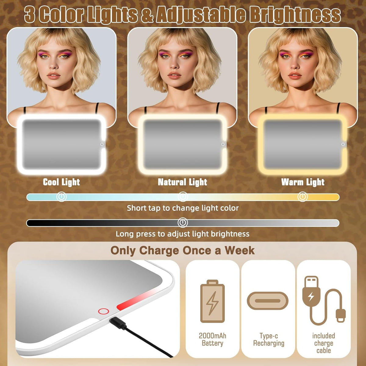 15''X11'' Large Capacity Makeup Bag with LED Mirror, Professional Makeup Case Organizer with 3 Color Light Adjustable Brightness, Travel Make up Cosmetic Case with Detachable Dividers & Shoulder Strap