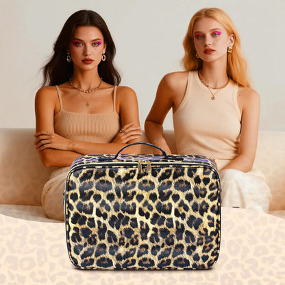 15''X11'' Large Capacity Makeup Bag with LED Mirror, Professional Makeup Case Organizer with 3 Color Light Adjustable Brightness, Travel Make up Cosmetic Case with Detachable Dividers & Shoulder Strap