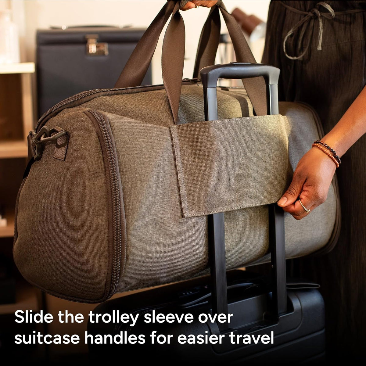 Halfday Convertible 2-in-1 Garment Duffel Weekender Bag 40L: Wrinkle-Free Travel (Hanging Suit Compartment, Shoe Pockets, Trolley Sleeve), Durable & Water-Resistant Carry-on, Shadow
