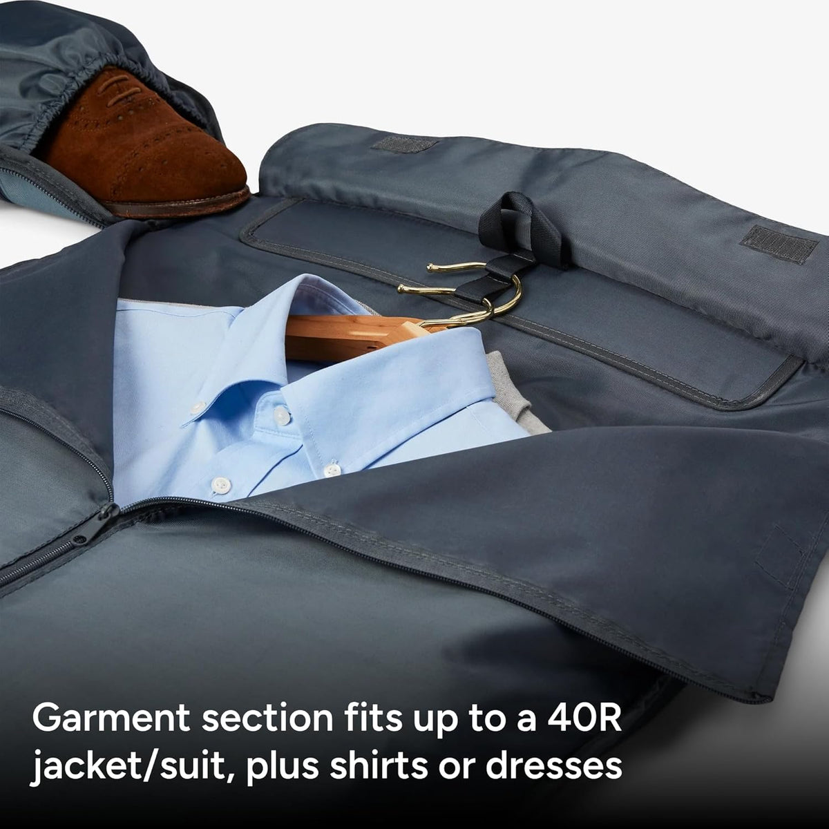 Halfday Convertible 2-in-1 Garment Duffel Weekender Bag 40L: Wrinkle-Free Travel (Hanging Suit Compartment, Shoe Pockets, Trolley Sleeve), Durable & Water-Resistant Carry-on, Shadow