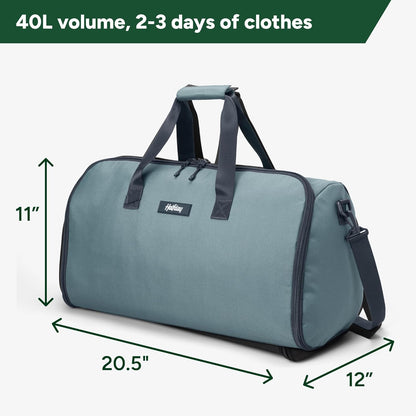 Halfday Convertible 2-in-1 Garment Duffel Weekender Bag 40L: Wrinkle-Free Travel (Hanging Suit Compartment, Shoe Pockets, Trolley Sleeve), Durable & Water-Resistant Carry-on, Shadow