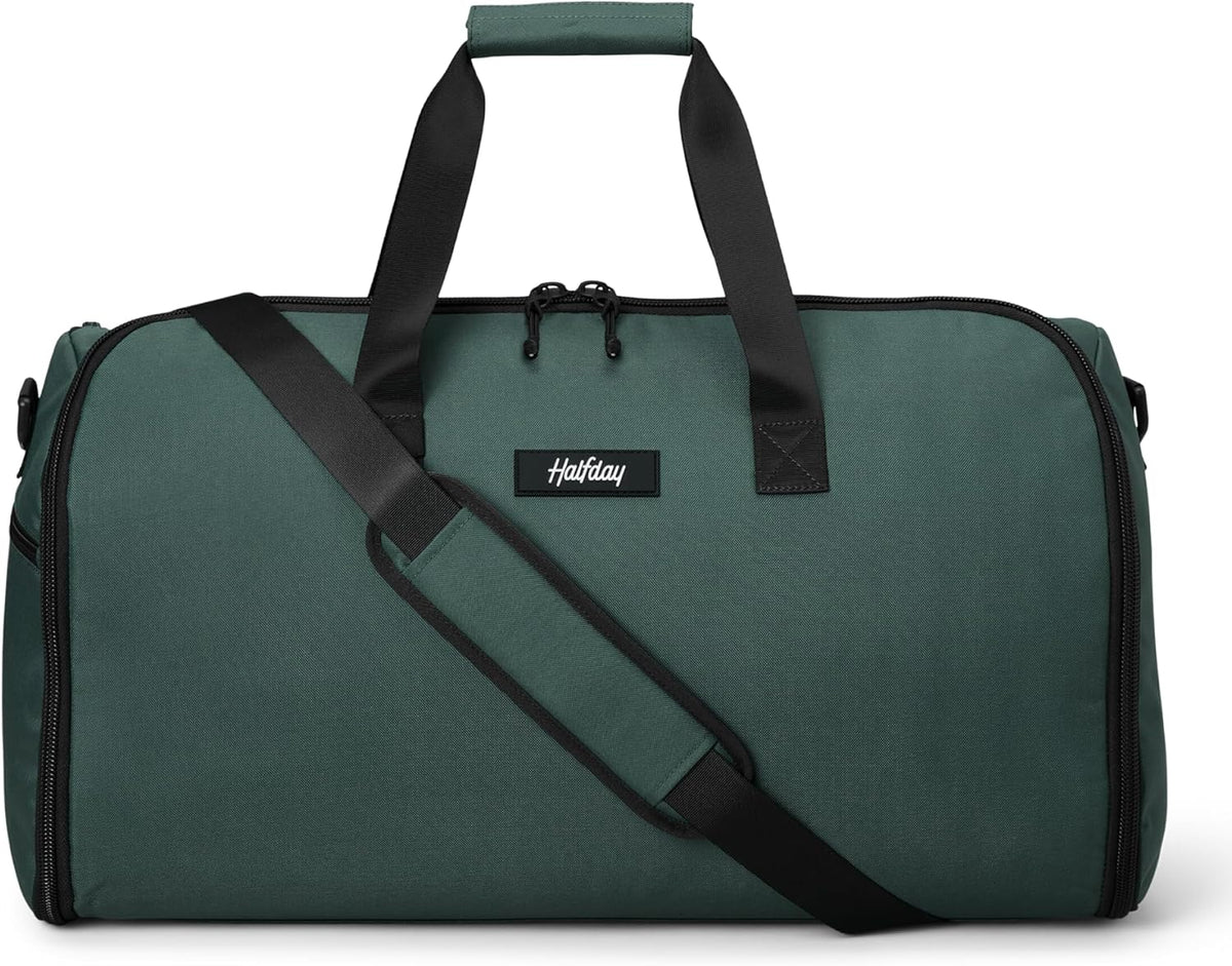 Halfday Convertible 2-in-1 Garment Duffel Weekender Bag 40L: Wrinkle-Free Travel (Hanging Suit Compartment, Shoe Pockets, Trolley Sleeve), Durable & Water-Resistant Carry-on, Shadow