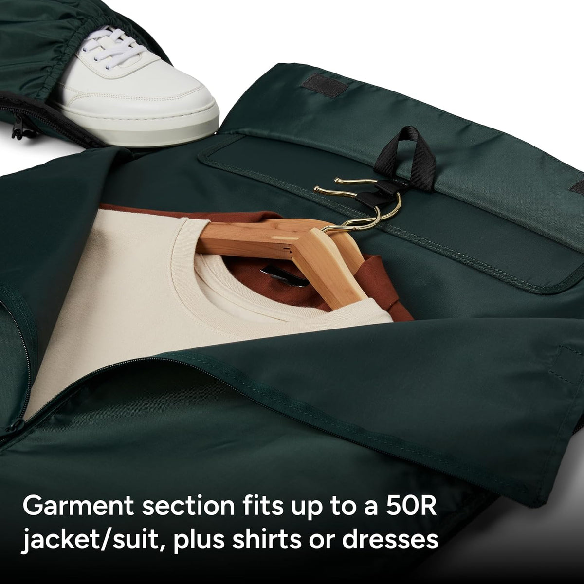 Halfday Convertible 2-in-1 Garment Duffel Weekender Bag 40L: Wrinkle-Free Travel (Hanging Suit Compartment, Shoe Pockets, Trolley Sleeve), Durable & Water-Resistant Carry-on, Shadow