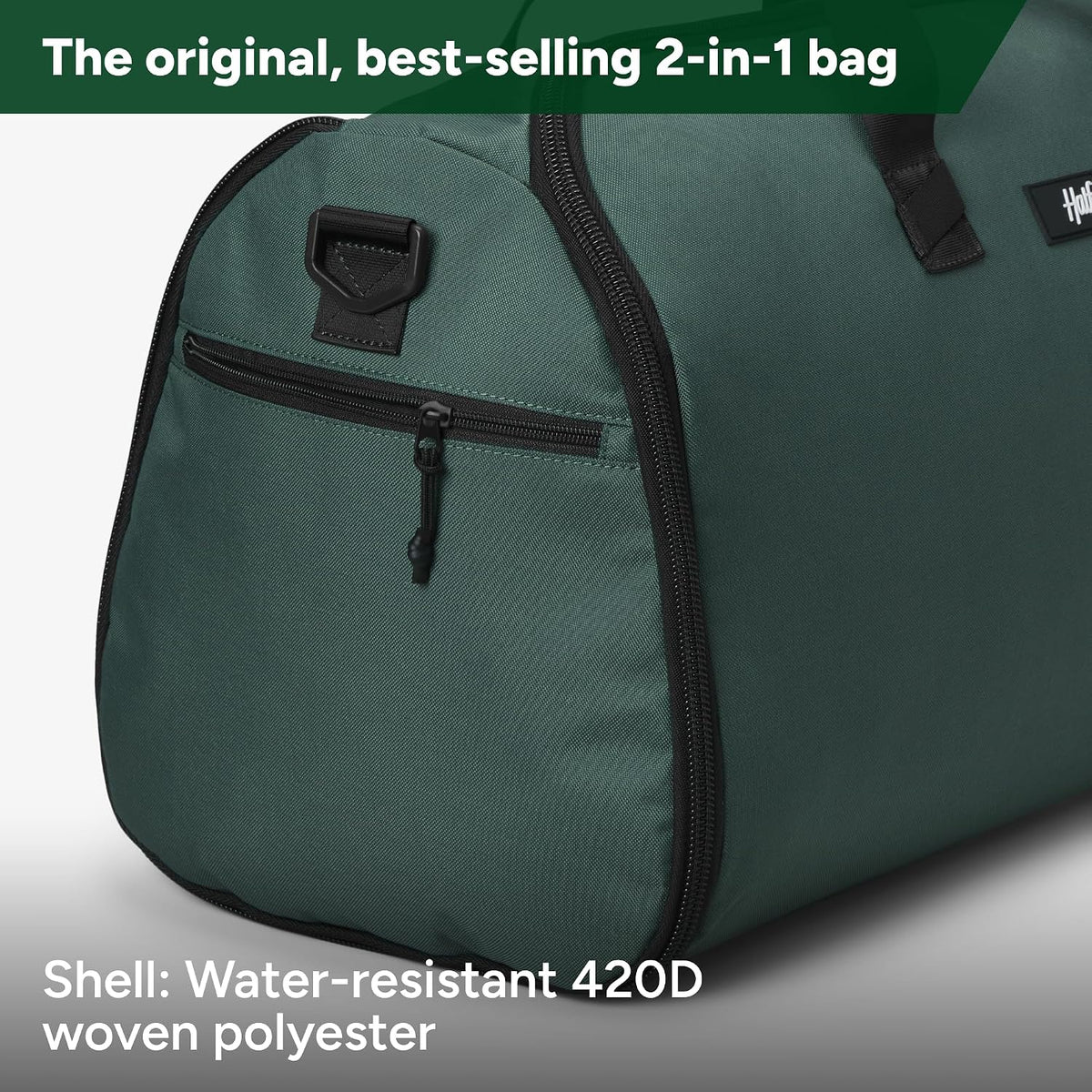 Halfday Convertible 2-in-1 Garment Duffel Weekender Bag 40L: Wrinkle-Free Travel (Hanging Suit Compartment, Shoe Pockets, Trolley Sleeve), Durable & Water-Resistant Carry-on, Shadow