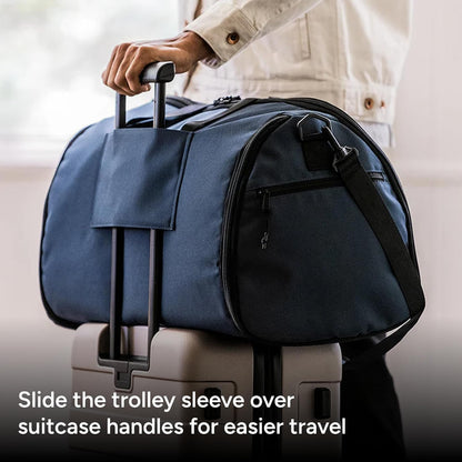 Halfday Convertible 2-in-1 Garment Duffel Weekender Bag 40L: Wrinkle-Free Travel (Hanging Suit Compartment, Shoe Pockets, Trolley Sleeve), Durable & Water-Resistant Carry-on, Shadow