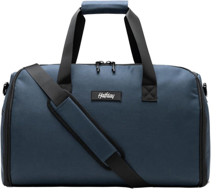 Halfday Convertible 2-in-1 Garment Duffel Weekender Bag 40L: Wrinkle-Free Travel (Hanging Suit Compartment, Shoe Pockets, Trolley Sleeve), Durable & Water-Resistant Carry-on, Shadow