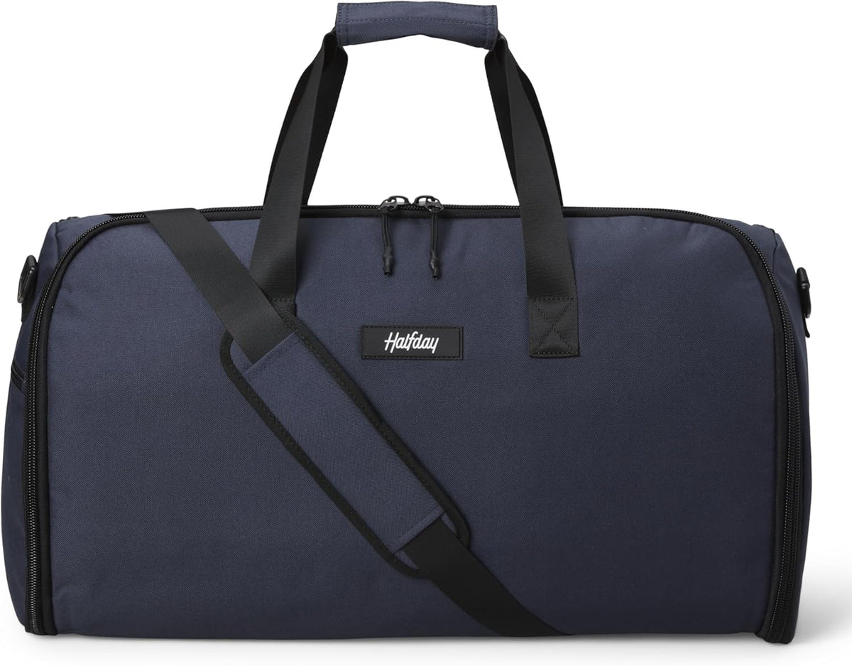 Halfday Convertible 2-in-1 Garment Duffel Weekender Bag 40L: Wrinkle-Free Travel (Hanging Suit Compartment, Shoe Pockets, Trolley Sleeve), Durable & Water-Resistant Carry-on, Shadow