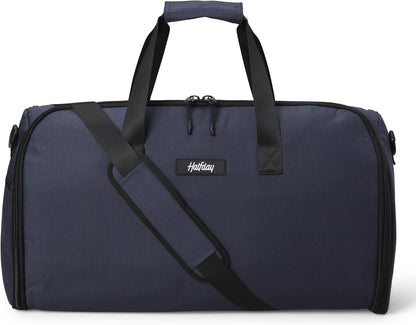 Halfday Convertible 2-in-1 Garment Duffel Weekender Bag 40L: Wrinkle-Free Travel (Hanging Suit Compartment, Shoe Pockets, Trolley Sleeve), Durable & Water-Resistant Carry-on, Shadow