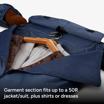 Halfday Convertible 2-in-1 Garment Duffel Weekender Bag 40L: Wrinkle-Free Travel (Hanging Suit Compartment, Shoe Pockets, Trolley Sleeve), Durable & Water-Resistant Carry-on, Shadow
