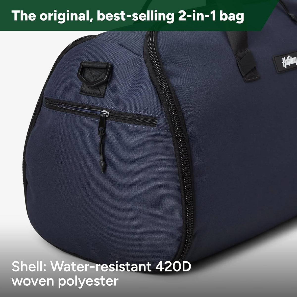 Halfday Convertible 2-in-1 Garment Duffel Weekender Bag 40L: Wrinkle-Free Travel (Hanging Suit Compartment, Shoe Pockets, Trolley Sleeve), Durable & Water-Resistant Carry-on, Shadow