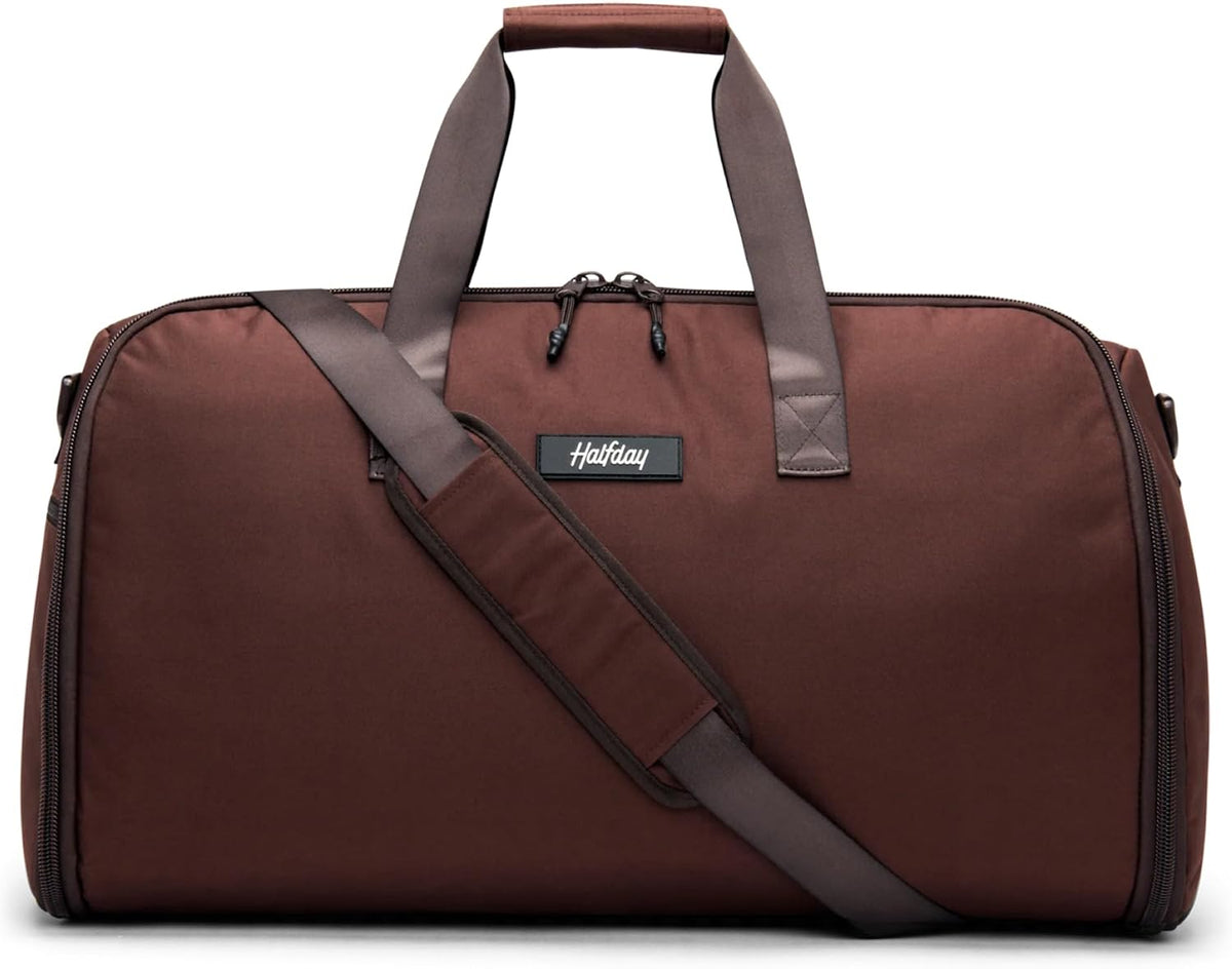 Halfday Convertible 2-in-1 Garment Duffel Weekender Bag 40L: Wrinkle-Free Travel (Hanging Suit Compartment, Shoe Pockets, Trolley Sleeve), Durable & Water-Resistant Carry-on, Shadow