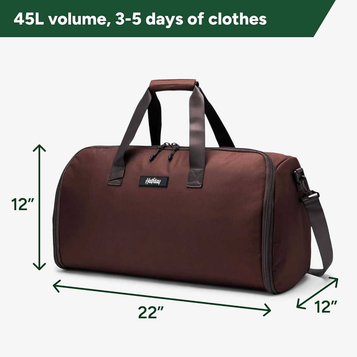 Halfday Convertible 2-in-1 Garment Duffel Weekender Bag 40L: Wrinkle-Free Travel (Hanging Suit Compartment, Shoe Pockets, Trolley Sleeve), Durable & Water-Resistant Carry-on, Shadow
