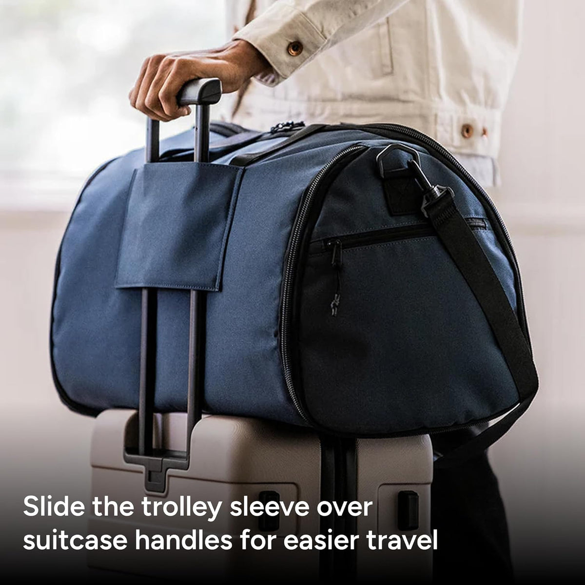 Halfday Convertible 2-in-1 Garment Duffel Weekender Bag 40L: Wrinkle-Free Travel (Hanging Suit Compartment, Shoe Pockets, Trolley Sleeve), Durable & Water-Resistant Carry-on, Shadow
