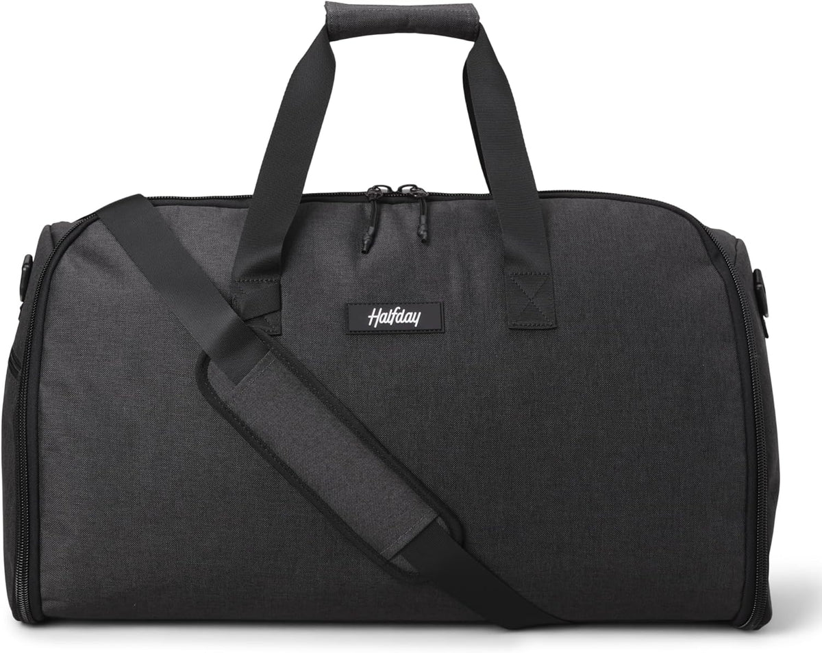 Halfday Convertible 2-in-1 Garment Duffel Weekender Bag 40L: Wrinkle-Free Travel (Hanging Suit Compartment, Shoe Pockets, Trolley Sleeve), Durable & Water-Resistant Carry-on, Shadow