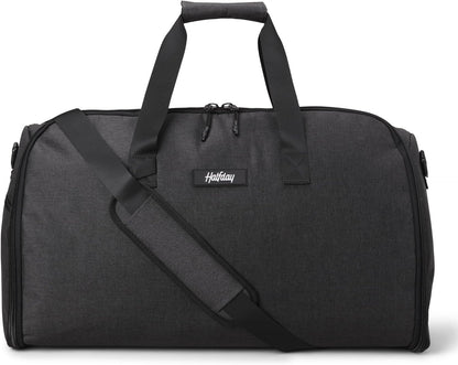 Halfday Convertible 2-in-1 Garment Duffel Weekender Bag 40L: Wrinkle-Free Travel (Hanging Suit Compartment, Shoe Pockets, Trolley Sleeve), Durable & Water-Resistant Carry-on, Shadow