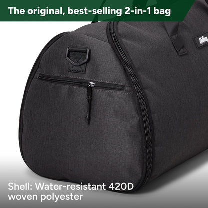 Halfday Convertible 2-in-1 Garment Duffel Weekender Bag 40L: Wrinkle-Free Travel (Hanging Suit Compartment, Shoe Pockets, Trolley Sleeve), Durable & Water-Resistant Carry-on, Shadow