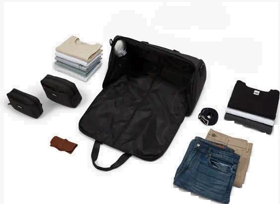 Halfday Convertible 2-in-1 Garment Duffel Weekender Bag 40L: Wrinkle-Free Travel (Hanging Suit Compartment, Shoe Pockets, Trolley Sleeve), Durable & Water-Resistant Carry-on, Shadow