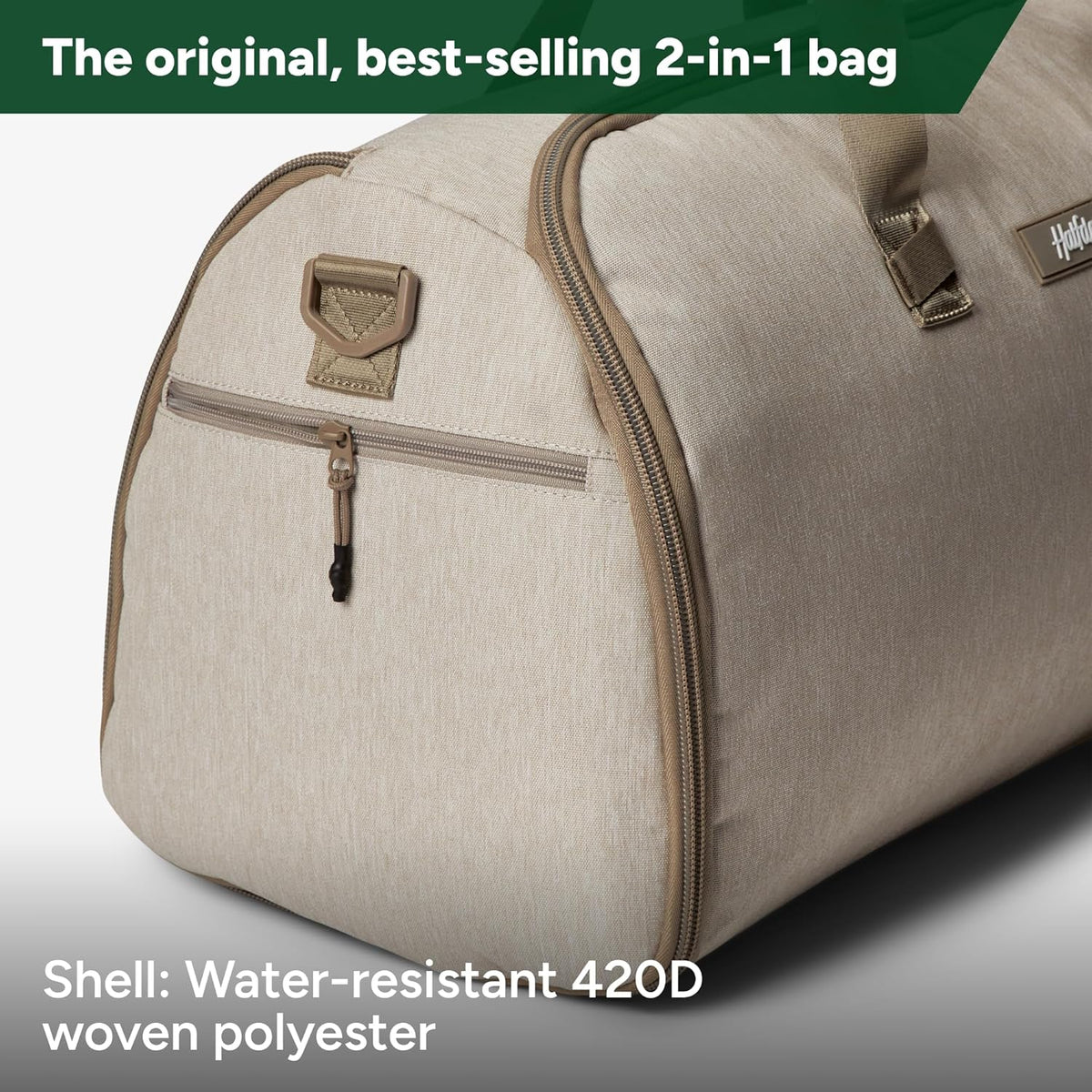 Halfday Convertible 2-in-1 Garment Duffel Weekender Bag 40L: Wrinkle-Free Travel (Hanging Suit Compartment, Shoe Pockets, Trolley Sleeve), Durable & Water-Resistant Carry-on, Shadow