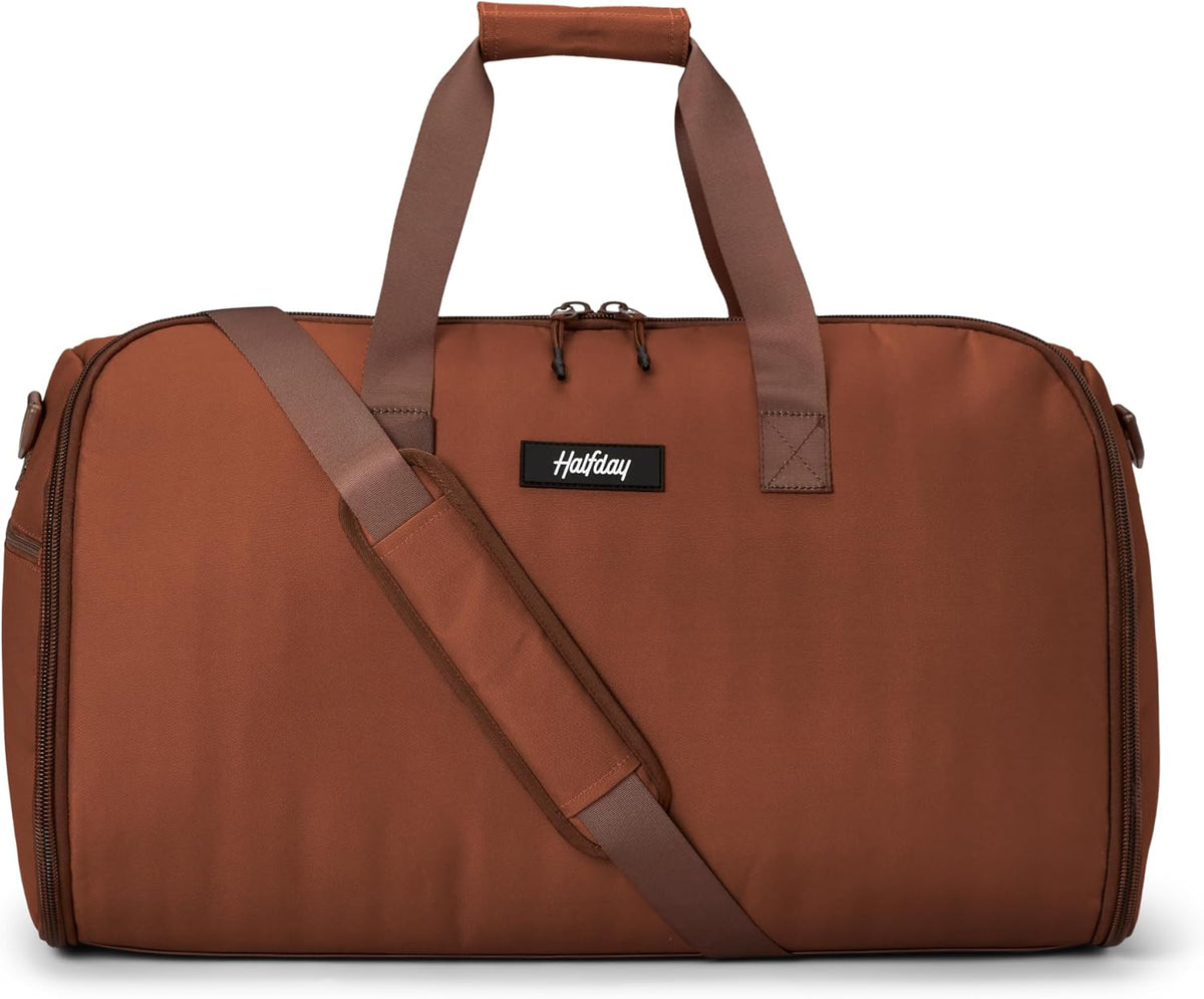 Halfday Convertible 2-in-1 Garment Duffel Weekender Bag 40L: Wrinkle-Free Travel (Hanging Suit Compartment, Shoe Pockets, Trolley Sleeve), Durable & Water-Resistant Carry-on, Shadow