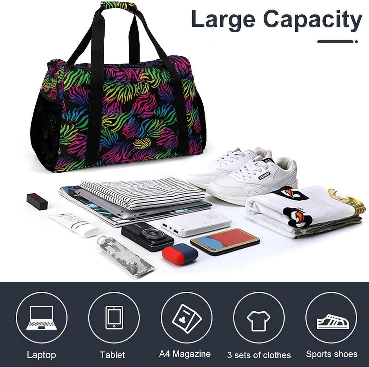 Weekender Overnight Bag Duffel for Travel Gym Sports Large Main Compartment Carry Handles