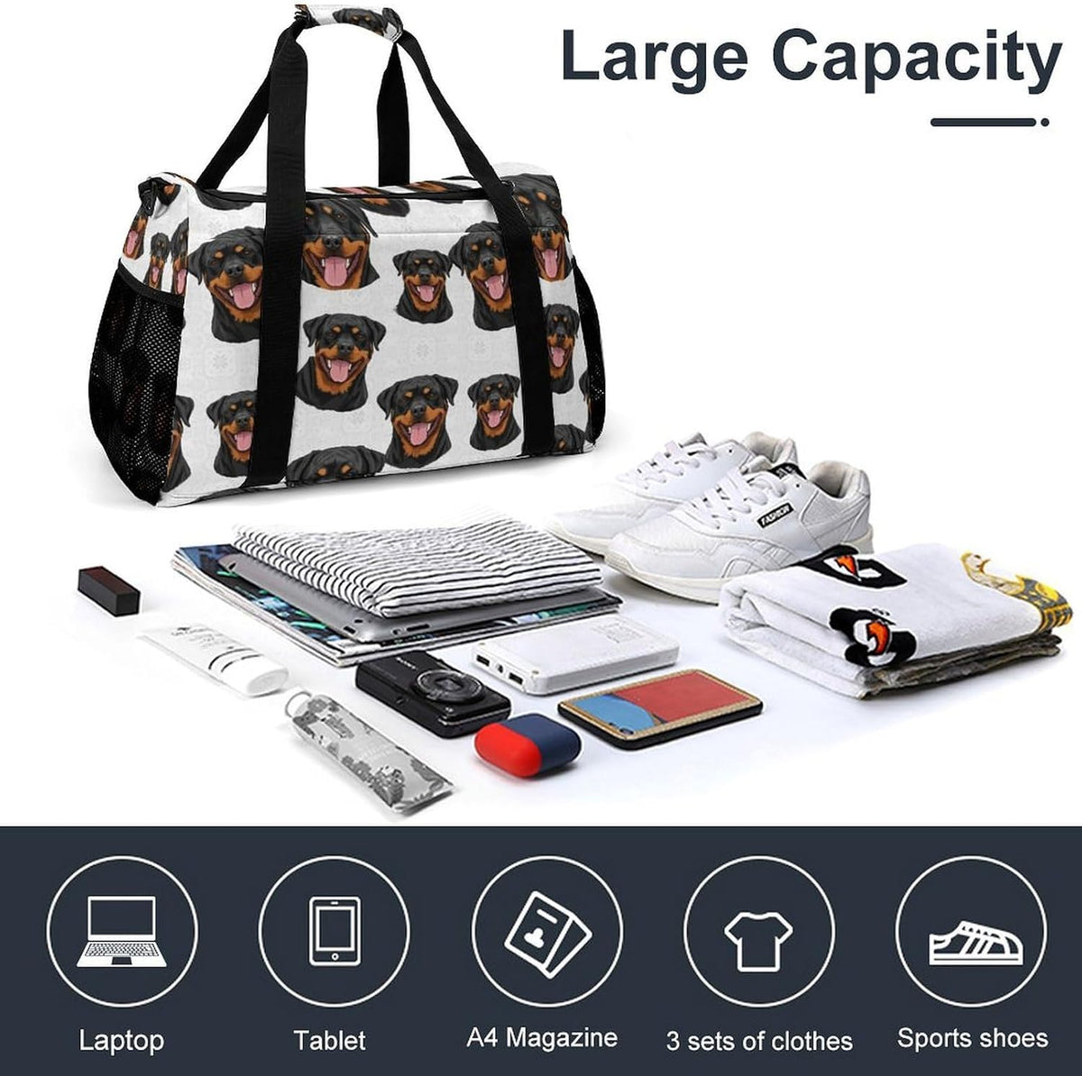 Weekender Overnight Bag Duffel for Travel Gym Sports Large Main Compartment Carry Handles