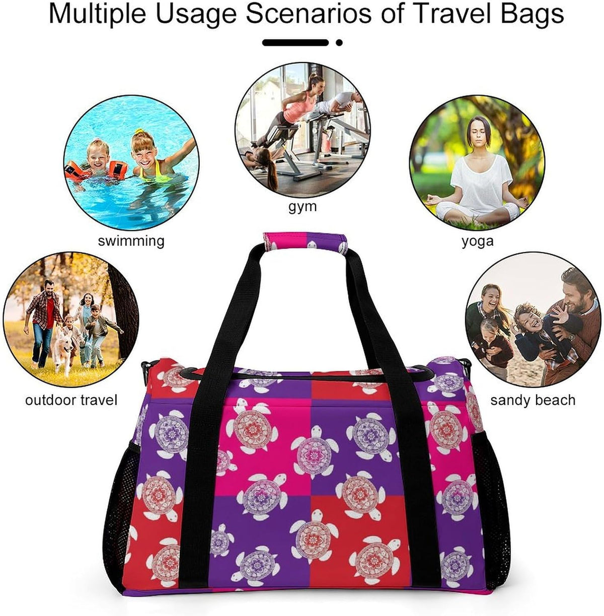Weekender Overnight Bag Duffel for Travel Gym Sports Large Main Compartment Carry Handles