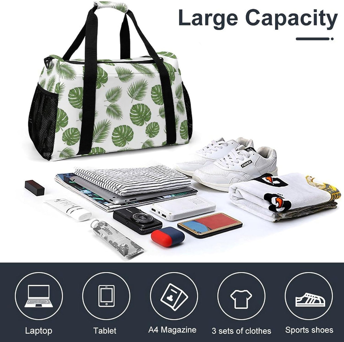 Weekender Overnight Bag Duffel for Travel Gym Sports Large Main Compartment Carry Handles