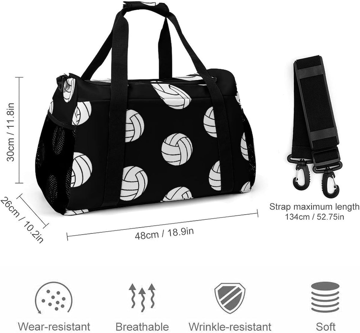 Weekender Overnight Bag Duffel for Travel Gym Sports Large Main Compartment Carry Handles