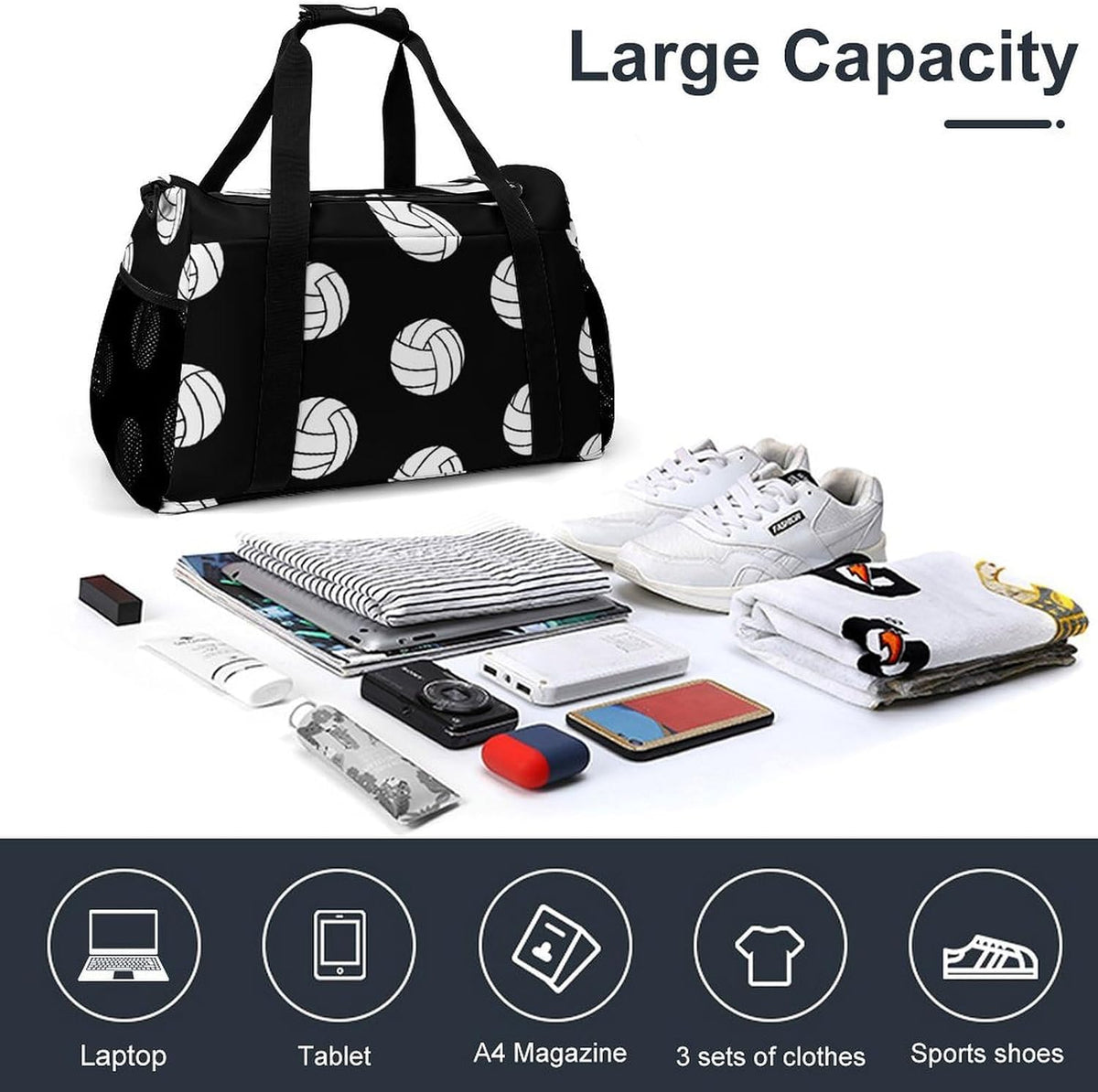 Weekender Overnight Bag Duffel for Travel Gym Sports Large Main Compartment Carry Handles