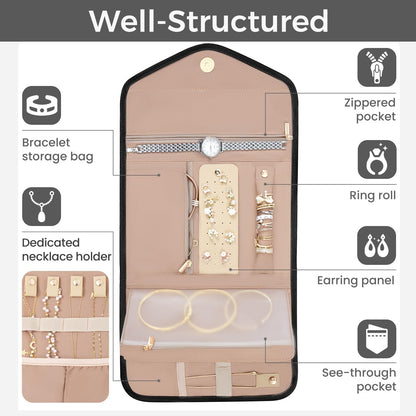 Hanging Toiletry Bag for Women Water-resistant Cosmetic Bag Large Capacity Travel Makeup Organizer for Full-Sized Travel Essentials(Classic+Jewelry Bag, Black)