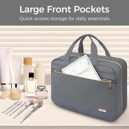 Hanging Toiletry Bag for Women Water-resistant Cosmetic Bag Large Capacity Travel Makeup Organizer for Full-Sized Travel Essentials(Classic+Jewelry Bag, Black)