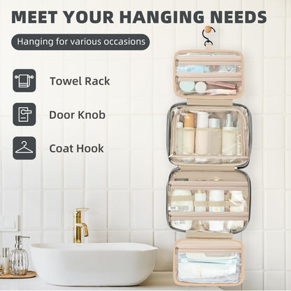 Hanging Toiletry Bag for Women Water-resistant Cosmetic Bag Large Capacity Travel Makeup Organizer for Full-Sized Travel Essentials(Classic+Jewelry Bag, Black)