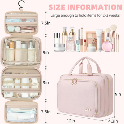 Hanging Toiletry Bag for Women Water-resistant Cosmetic Bag Large Capacity Travel Makeup Organizer for Full-Sized Travel Essentials(Classic+Jewelry Bag, Black)