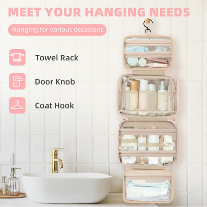 Hanging Toiletry Bag for Women Water-resistant Cosmetic Bag Large Capacity Travel Makeup Organizer for Full-Sized Travel Essentials(Classic+Jewelry Bag, Black)