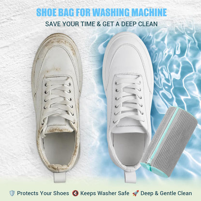 Shoe Washing Machine Bag, 2 PC Reusable XXL Shoes Laundry Bag for Washer & Dryer with Concealed Heavy-Duty Zipper to Protects Shoes & Machine, Cleaning Bag for Sneakers & Tennis Shoe(Yellow)
