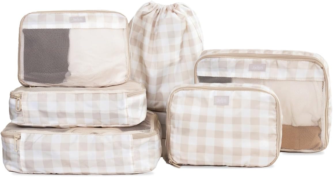 Packing Cubes for Travel, 6-Piece Large Packing Cube Organizer Set for Suitcase, Duffel Bag, Luggage, Multiple Sizes Travel Essentials (Desert Leopard)