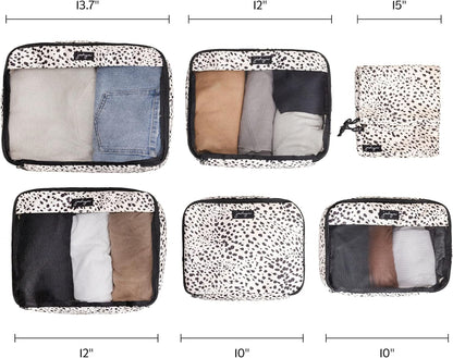 Packing Cubes for Travel, 6-Piece Large Packing Cube Organizer Set for Suitcase, Duffel Bag, Luggage, Multiple Sizes Travel Essentials (Desert Leopard)