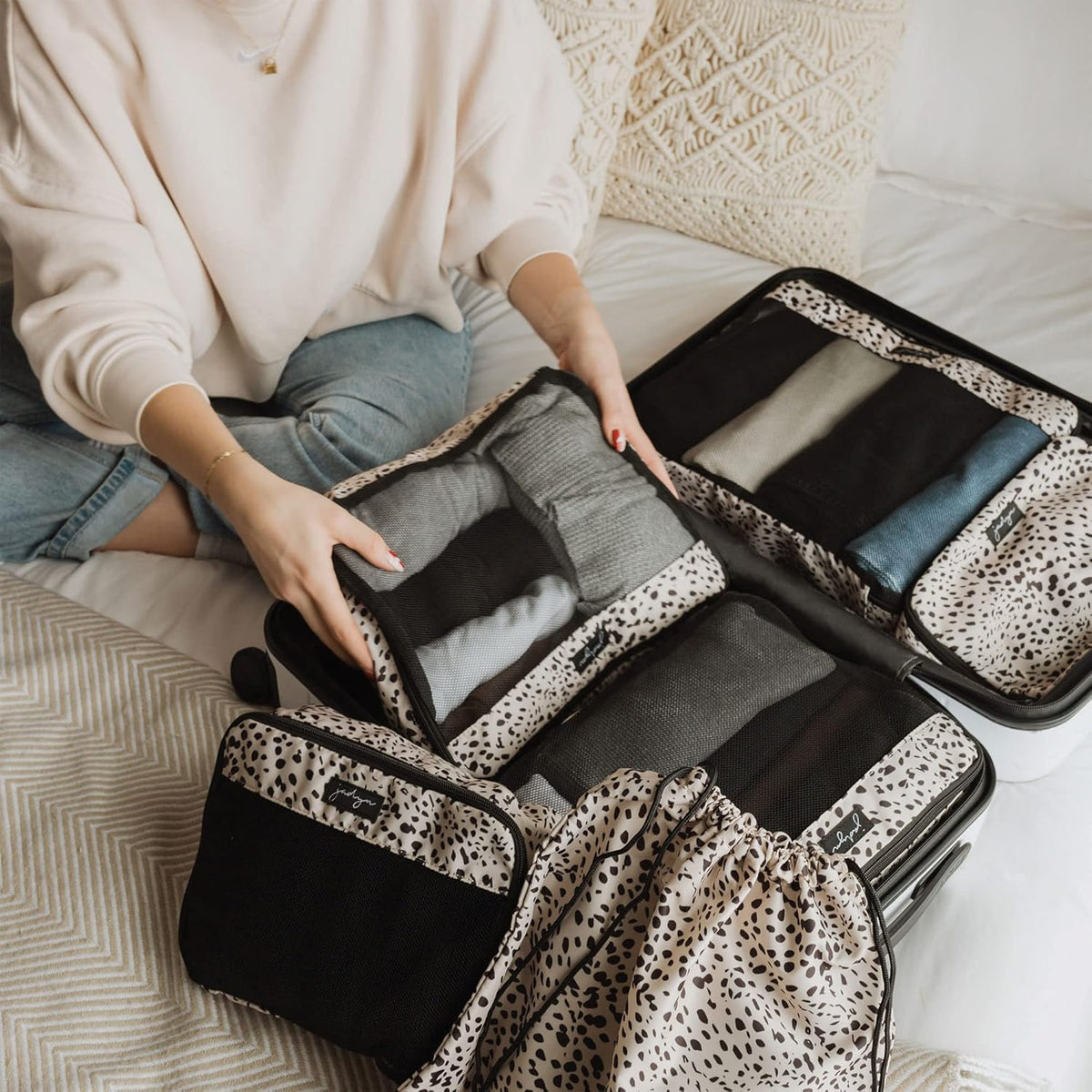 Packing Cubes for Travel, 6-Piece Large Packing Cube Organizer Set for Suitcase, Duffel Bag, Luggage, Multiple Sizes Travel Essentials (Desert Leopard)