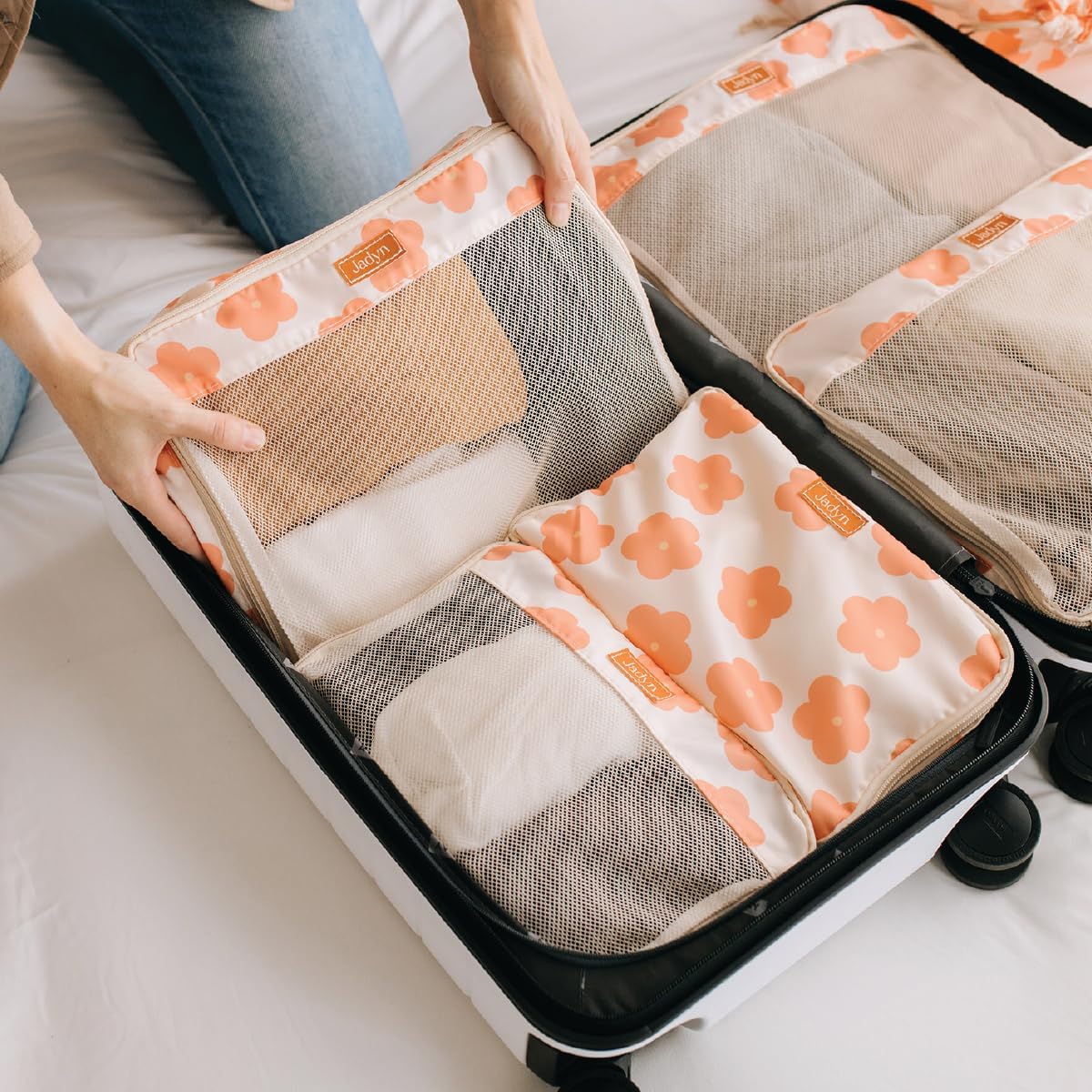 Packing Cubes for Travel, 6-Piece Large Packing Cube Organizer Set for Suitcase, Duffel Bag, Luggage, Multiple Sizes Travel Essentials (Desert Leopard)