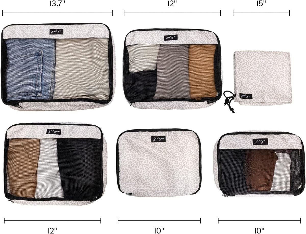 Packing Cubes for Travel, 6-Piece Large Packing Cube Organizer Set for Suitcase, Duffel Bag, Luggage, Multiple Sizes Travel Essentials (Desert Leopard)