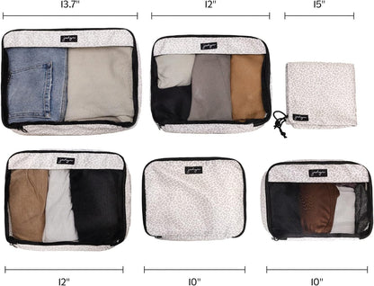 Packing Cubes for Travel, 6-Piece Large Packing Cube Organizer Set for Suitcase, Duffel Bag, Luggage, Multiple Sizes Travel Essentials (Desert Leopard)