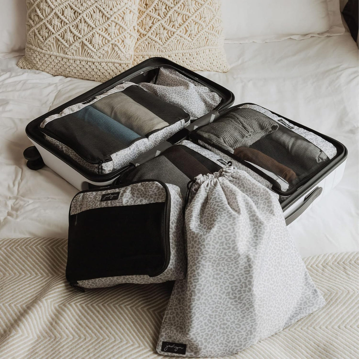 Packing Cubes for Travel, 6-Piece Large Packing Cube Organizer Set for Suitcase, Duffel Bag, Luggage, Multiple Sizes Travel Essentials (Desert Leopard)