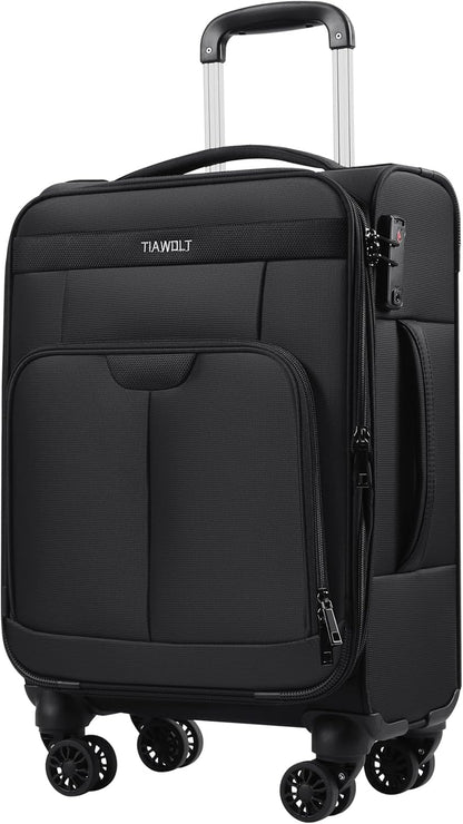 Underseater Carry-On Luggage Airline Approved with Spinner Wheels, 16 Inch Luggage with TSA Lock, Overnight Rolling Softside Suitcases for Women,Purple