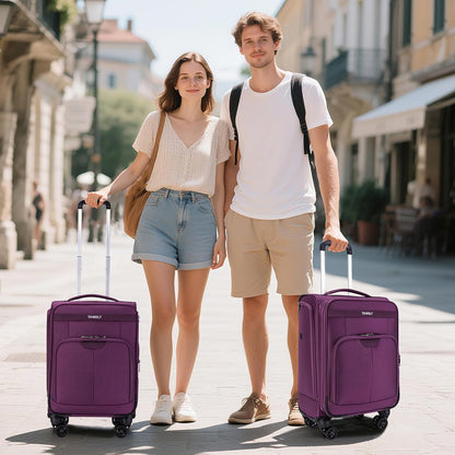 Underseater Carry-On Luggage Airline Approved with Spinner Wheels, 16 Inch Luggage with TSA Lock, Overnight Rolling Softside Suitcases for Women,Purple
