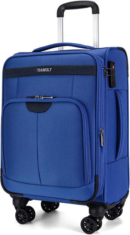 Underseater Carry-On Luggage Airline Approved with Spinner Wheels, 16 Inch Luggage with TSA Lock, Overnight Rolling Softside Suitcases for Women,Purple