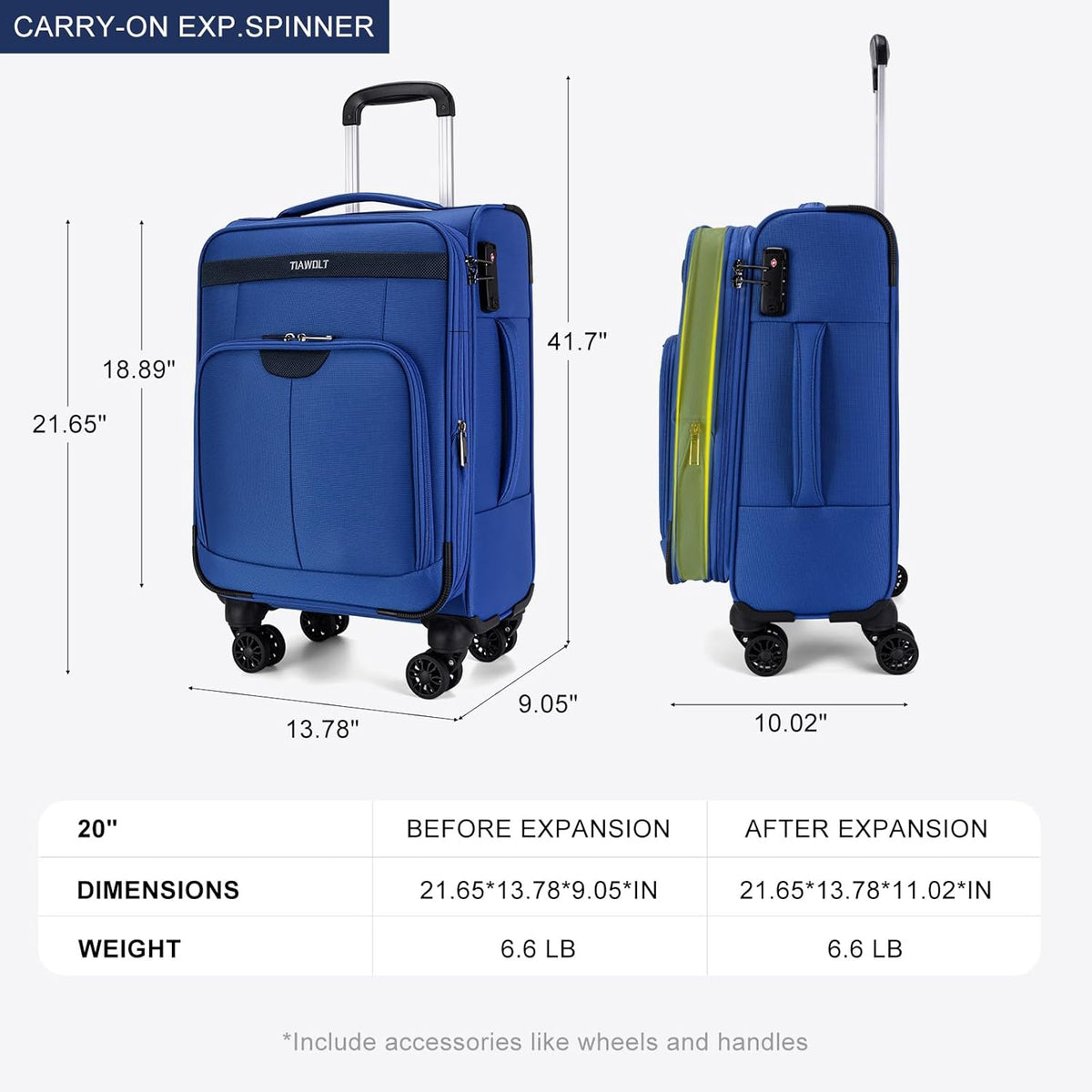 Underseater Carry-On Luggage Airline Approved with Spinner Wheels, 16 Inch Luggage with TSA Lock, Overnight Rolling Softside Suitcases for Women,Purple