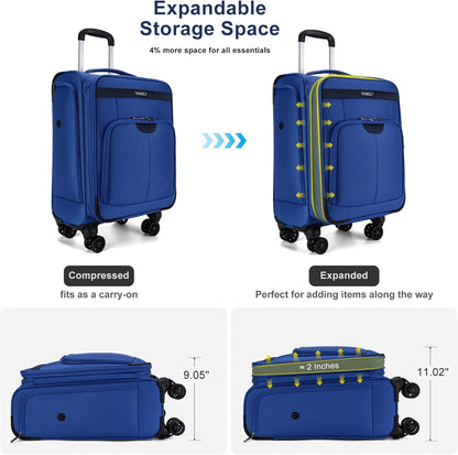 Underseater Carry-On Luggage Airline Approved with Spinner Wheels, 16 Inch Luggage with TSA Lock, Overnight Rolling Softside Suitcases for Women,Purple