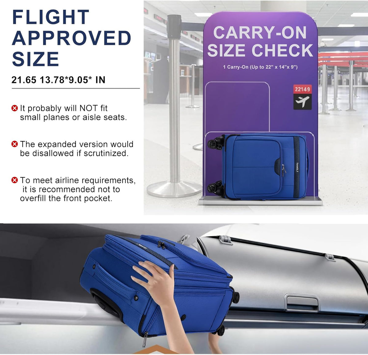 Underseater Carry-On Luggage Airline Approved with Spinner Wheels, 16 Inch Luggage with TSA Lock, Overnight Rolling Softside Suitcases for Women,Purple
