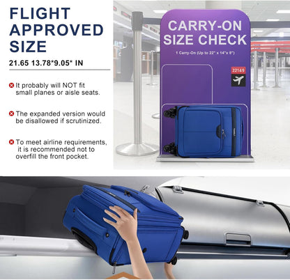 Underseater Carry-On Luggage Airline Approved with Spinner Wheels, 16 Inch Luggage with TSA Lock, Overnight Rolling Softside Suitcases for Women,Purple
